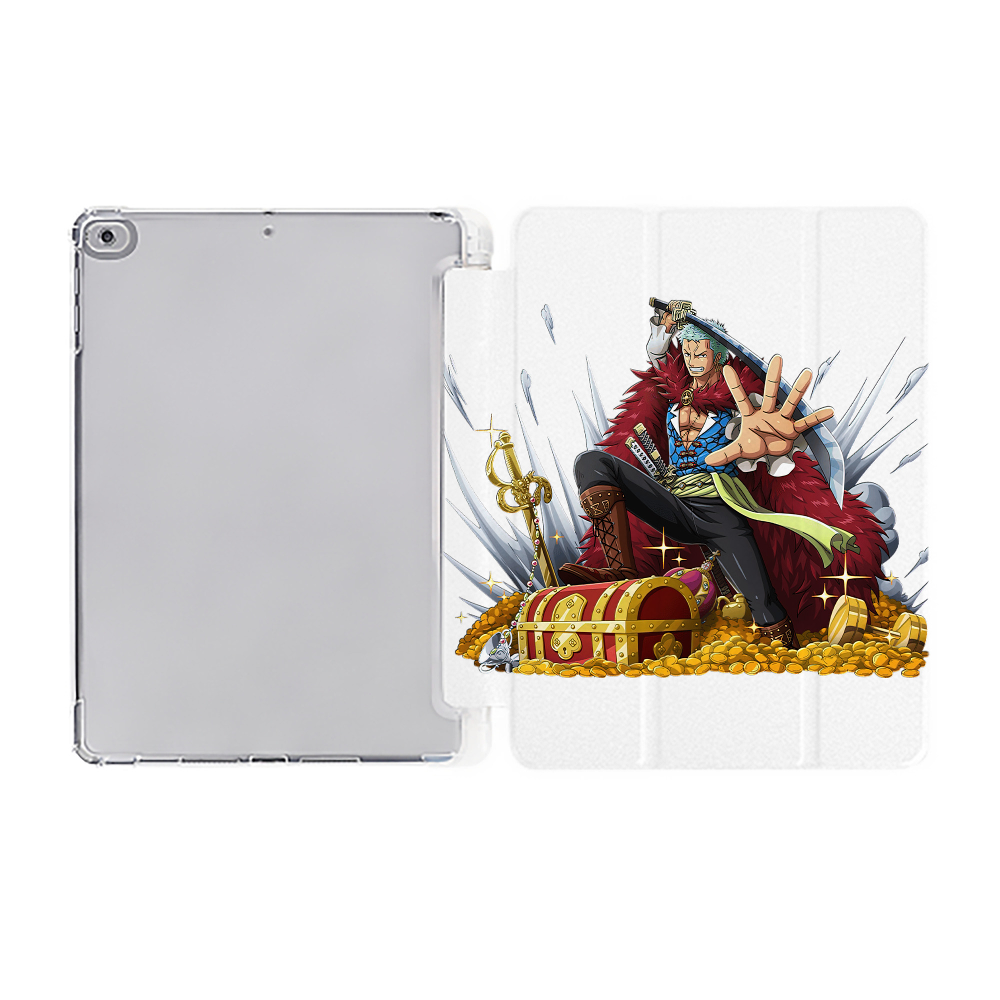 （画像用） ワンピース ロロノア・ゾロ ONE PIECE Roronoa Zoro IPad ケース ペン収納付き 三つ折りスタンド PUレザー×シリコン 対応機種9.5/10.5/10.9インチ